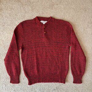 Great Plains Sweater Mens Large 100% Wool Vtg Long Sleeve Henley Pullover